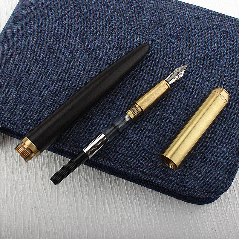 Luxury Quality Red Wood Fountain Pen Brass Copper Calligraphy Golden M Nib INK Pen Business Office School Supplies