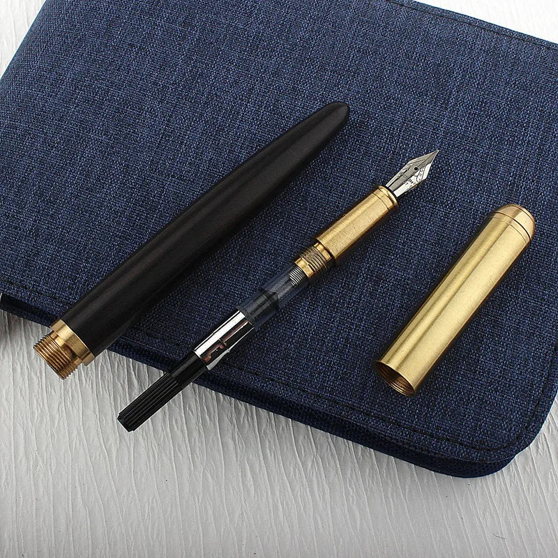 Luxury Quality Red Wood Fountain Pen Brass Copper Calligraphy Golden M Nib INK Pen Business Office School Supplies