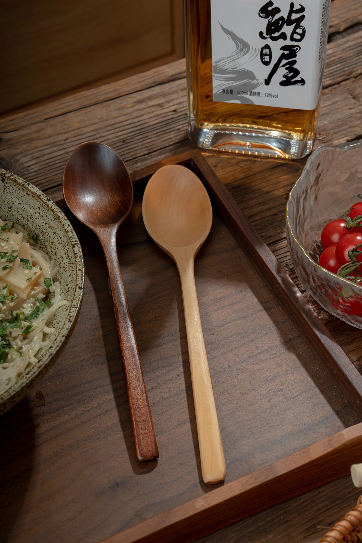 5 Pieces Wooden Spoon Soup and Fork Eco Friendly Products Tableware Natural Ellipse Ladle Set s for Cooking
