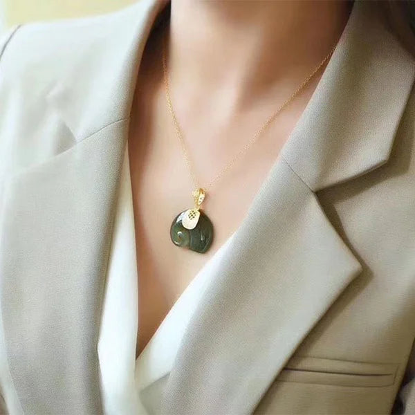 Boutique Natural Stone Hetian Jade Elephant Pendant 18K Gold Plated Chain Necklace Choker Jewelry for Women Birthday Anniversary