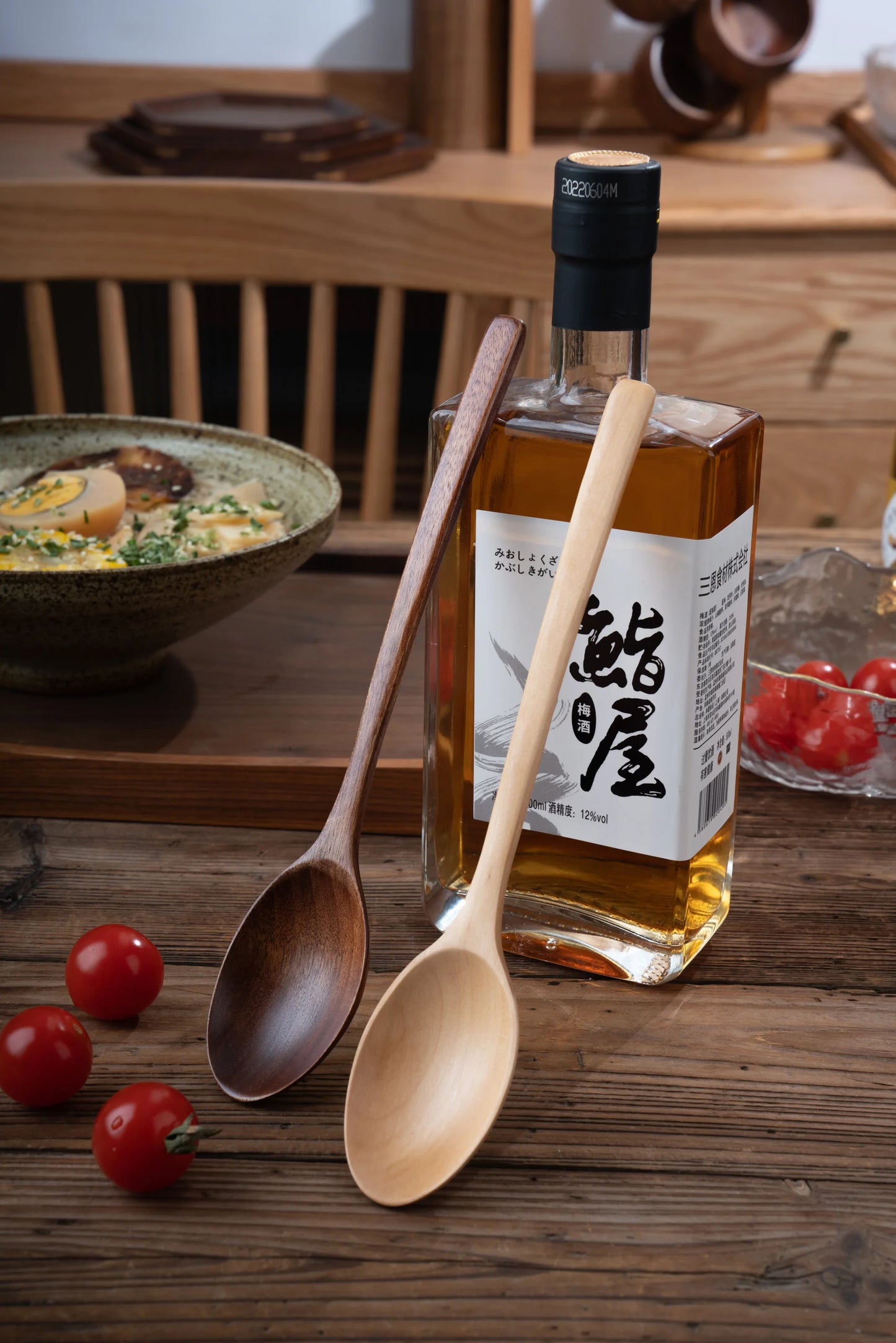 5 Pieces Wooden Spoon Soup and Fork Eco Friendly Products Tableware Natural Ellipse Ladle Set s for Cooking