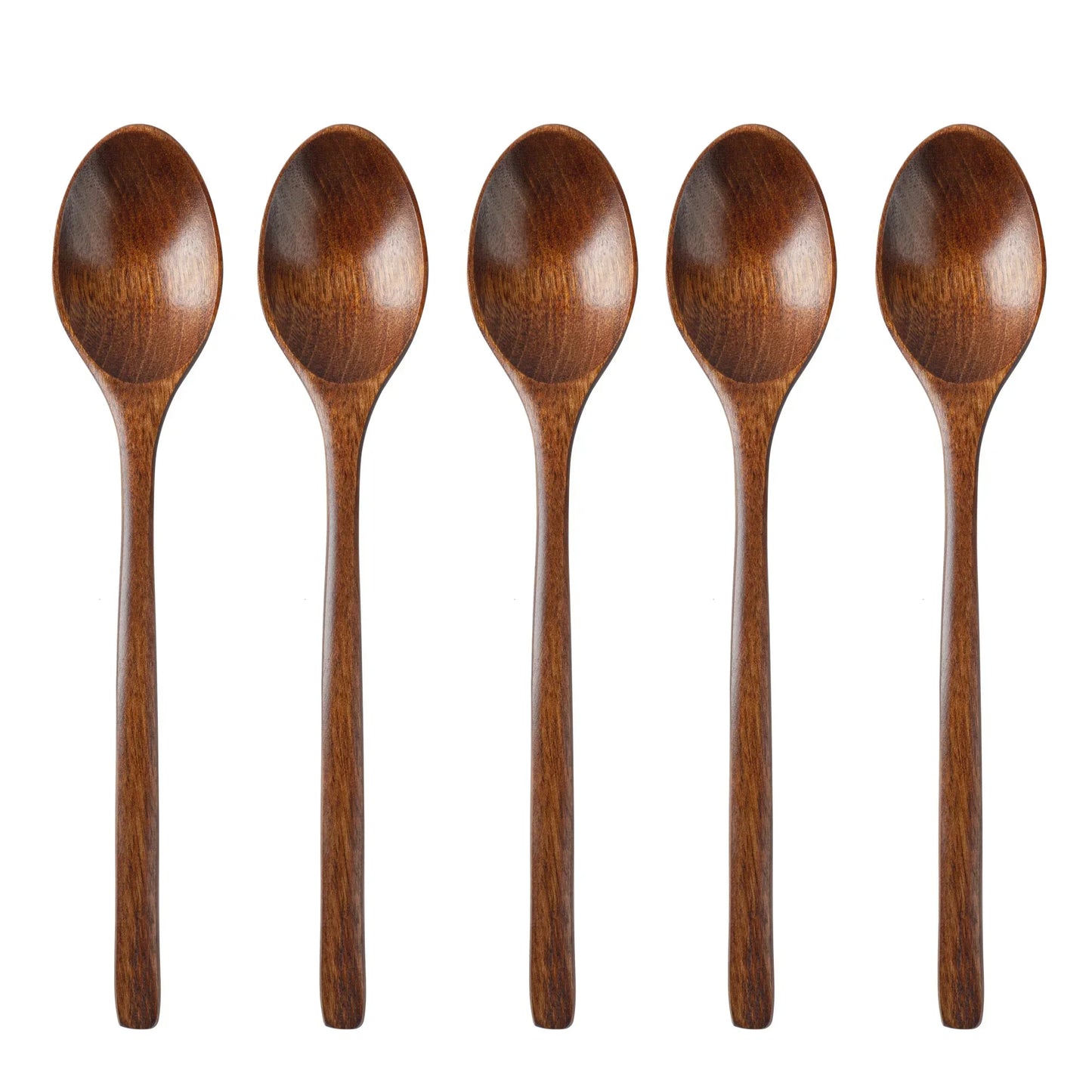 5 Pieces Wooden Spoon Soup and Fork Eco Friendly Products Tableware Natural Ellipse Ladle Set s for Cooking