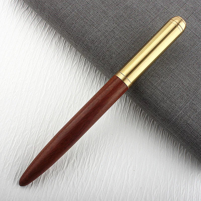 Luxury Quality Red Wood Fountain Pen Brass Copper Calligraphy Golden M Nib INK Pen Business Office School Supplies