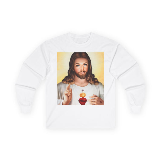 Unisex Long Sleeve Tee with Jesus Design - Faith & Spirituality Shirt
